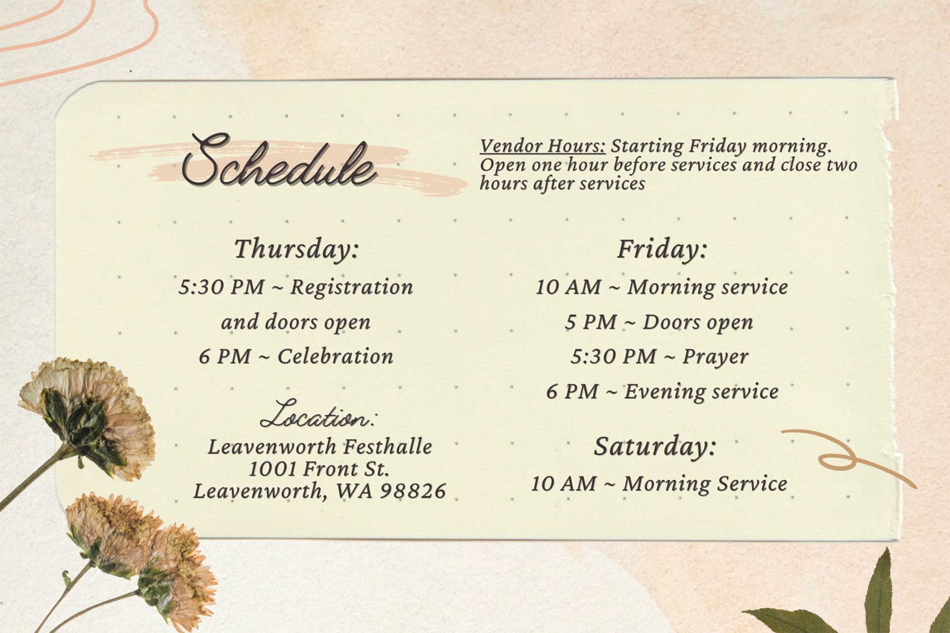 ladies conference schedule